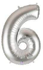 Betallic Mylar & Foil 6 Silver 40" Giant Balloon Letters and Numbers