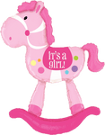 Betallic Mylar & Foil 60" It's a Girl Rocking Horse Balloon