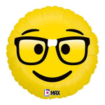 Betallic Mylar & Foil Emoji Nerd Smiley Face 18″ Balloon