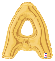 Betallic Mylar & Foil Gold Letter A (requires heat-sealing) 7″ Balloon