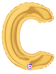 Betallic Mylar & Foil Gold Letter C (requires heat-sealing) 7″ Balloon