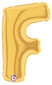 Betallic Mylar & Foil Gold Letter F (requires heat-sealing) 7″ Balloon