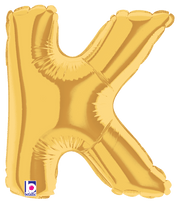 Betallic Mylar & Foil Gold Letter K (requires heat-sealing) 7″ Balloon