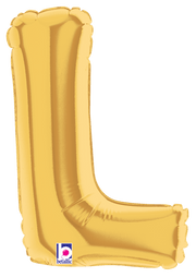 Betallic Mylar & Foil Gold Letter L (requires heat-sealing) 7″ Balloon