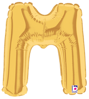 Betallic Mylar & Foil Gold Letter M (requires heat-sealing) 7″ Balloon
