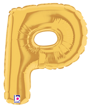 Betallic Mylar & Foil Gold Letter P (requires heat-sealing) 7″ Balloon