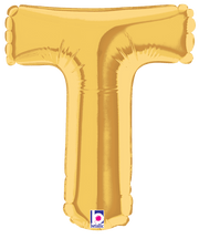 Betallic Mylar & Foil Gold Letter T (requires heat-sealing) 7″ Balloon