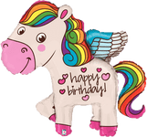 Betallic Mylar & Foil Happy Birthday Jumbo Rainbow Pony 45" Balloon