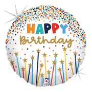 Betallic Mylar & Foil Happy Birthday Star Candles 18″ Balloon