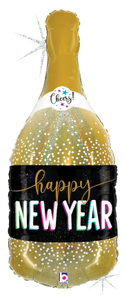 Betallic Mylar & Foil Happy New Year Champagne Bottle 36″ Balloon