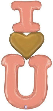 Betallic Mylar & Foil Rose Gold Giant I Heart U 60″ Balloon