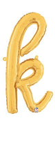 Script Cursive Balloon Letter K Gold