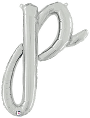 Betallic Mylar & Foil Script Cursive Balloon Letter P Silver