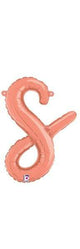 Script Cursive Balloon Letter S Rose Gold