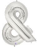 Betallic Mylar & Foil Silver Ampersand & Symbol 40″ Balloon