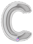 Betallic Mylar & Foil Silver Letter C (requires heat-sealing) 7″ Balloon