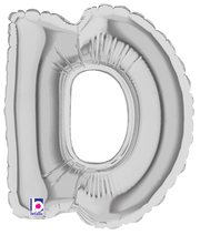 Betallic Mylar & Foil Silver Letter D (requires heat-sealing) 7″ Balloon