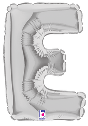 Betallic Mylar & Foil Silver Letter E (requires heat-sealing) 7″ Balloon