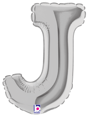 Betallic Mylar & Foil Silver Letter J (requires heat-sealing) 7″ Balloon