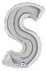 Betallic Mylar & Foil Silver Letter S (requires heat-sealing) 7″ Balloon