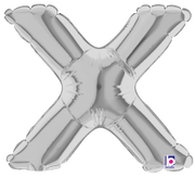 Betallic Mylar & Foil Silver Letter X (requires heat-sealing) 7″ Balloon