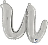 Betallic Script Cursive Balloon Letter U Silver