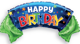 Birthday Banner Shape 36″ Foil Balloon by Convergram from Instaballoons