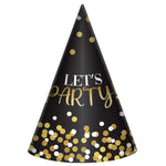 Black & Gold Birthday Cone Hats by Amscan from Instaballoons