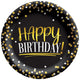 Black & Gold Birthday Paper Plates 9″ (8 count)