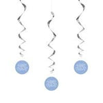 Hanging Swirl Decorations - Blue Hearts Baby Shower (3ct) - Unique