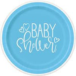 9" Paper Plate - Blue Hearts Baby Shower (8ct) - Unique