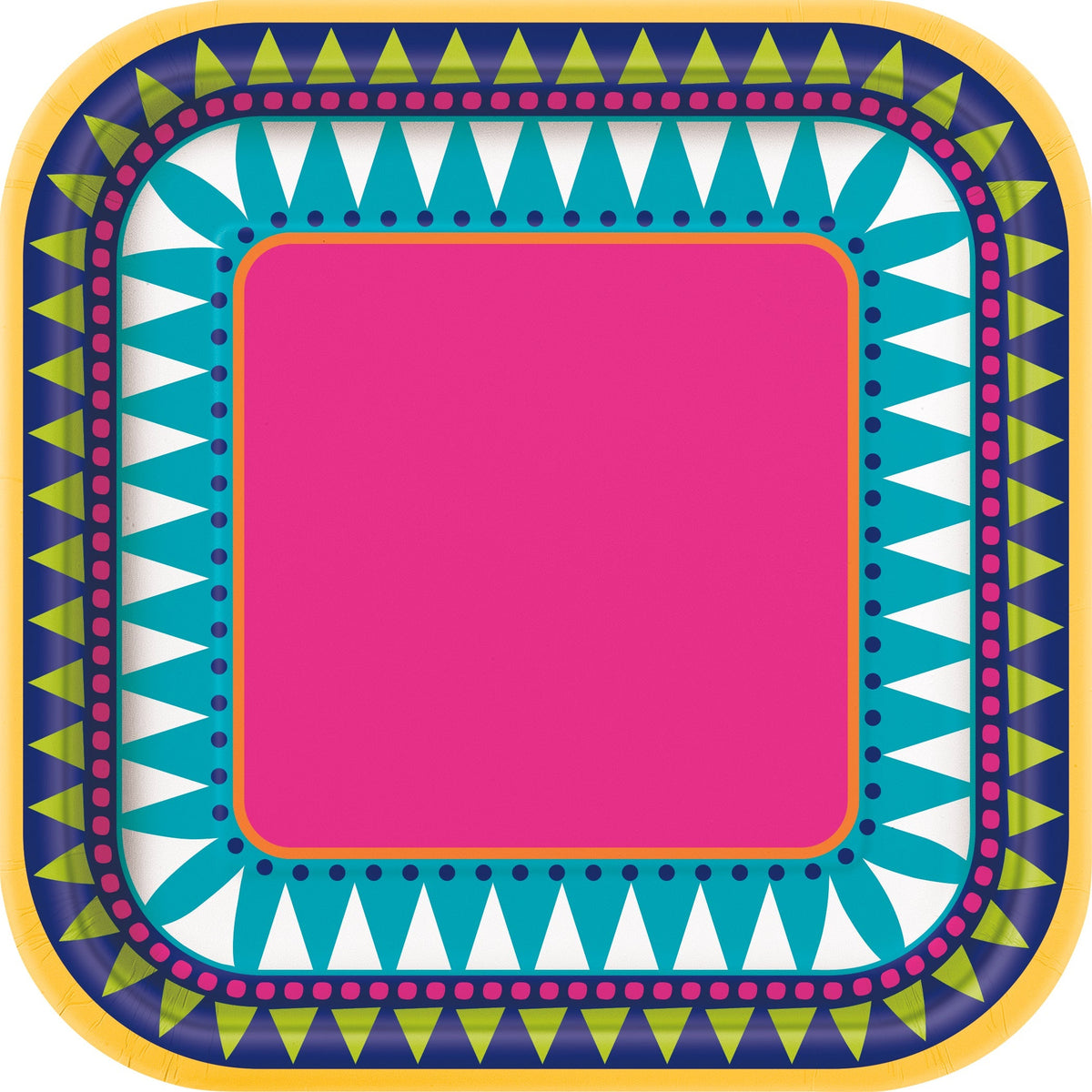 Boho Fiesta Square Dessert Plates 7″ by Unique from Instaballoons