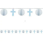 Christening  Blue Honeycomb Garland 12ft - Amscan