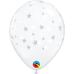 Clear Contempo Stars with White Ink 5″ Latex Balloons by Qualatex from Instaballoons