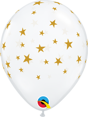 Clear with Gold Stars Contempo 5″ Latex Balloons by Qualatex from Instaballoons