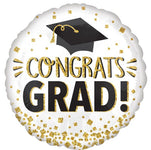 Congrats Grad Gold Glitter 28″ Foil Balloon by Anagram from Instaballoons