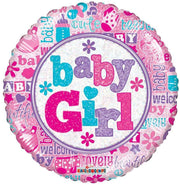 Convergram Baby Girl 18″ Holographic Balloon