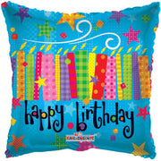 Birthday Blow Candles Square 18″ Balloon