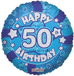 Convergram Blue Happy 50th Birthday 18″ Balloon