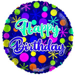 Convergram Happy Birthday 18″ Colorful Neon Dots Balloon