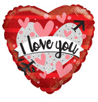 Convergram I Love You Heart & Banner 18″ Holographic Balloon