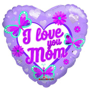 Convergram I Love You Mom Butterflies & Flowers 18″ Balloon