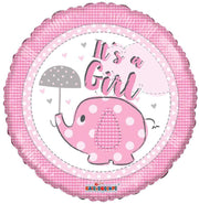 It's A Girl Elephant with Umbrella 18″ Balloon