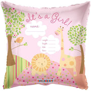 It's A Girl Jungle Personalized 18″ Write-On Balloon