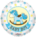 Convergram Mylar & Foil Baby Boy Rocking Horse 18″ Gellibean Balloon