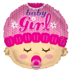 Convergram Mylar & Foil Baby Girl Head 18″ Balloon