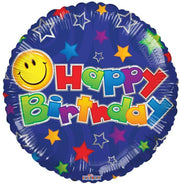 Convergram Mylar & Foil Birthday Smiley Blue 18″ Balloon