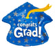 Congrats Grad Blue Graduation Cap Shape 18″ Balloon