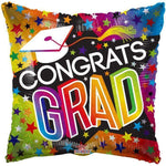 Convergram Mylar & Foil Congrats Grad Graduation Stars & Rainbow 18″ Balloon