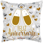 Convergram Mylar & Foil Feliz Aniversario Glasses 18″ Balloon